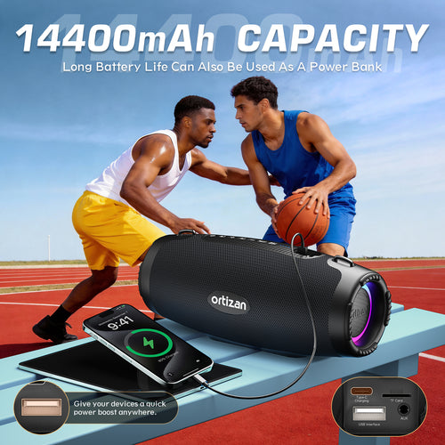 Ortizan 100W ポータブルBluetoothスピーカー｜IPX7防水・RGBライト・12時間再生（商品画像2）