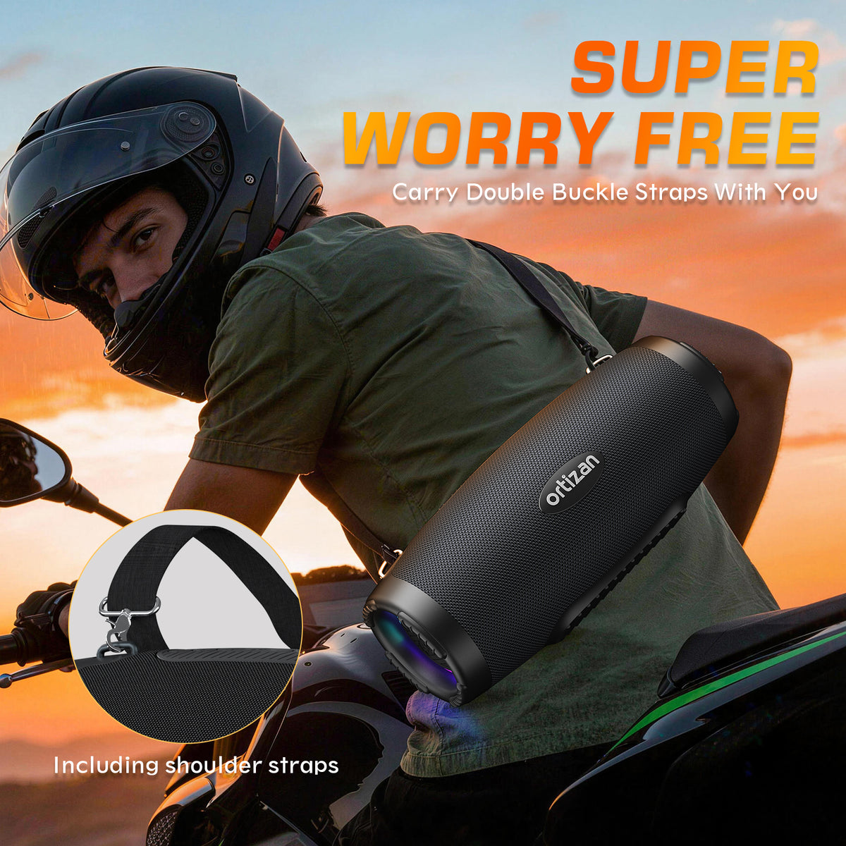 Ortizan 100W ポータブルBluetoothスピーカー｜IPX7防水・RGBライト・12時間再生（商品画像3）