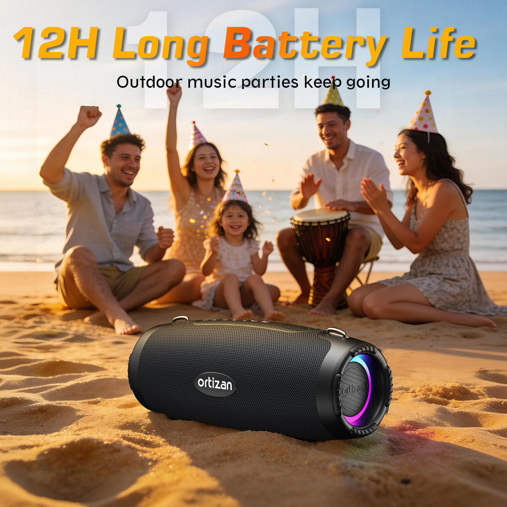 Ortizan 100W ポータブルBluetoothスピーカー｜IPX7防水・RGBライト・12時間再生（商品画像4）