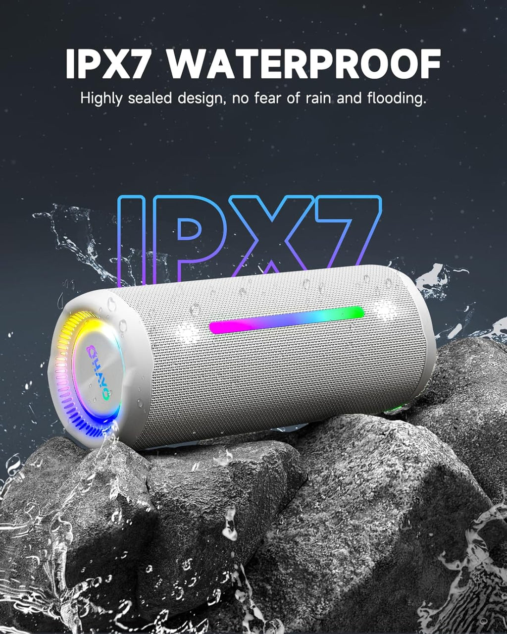 Ortizan 25W ポータブルBluetoothスピーカー｜IPX7防水・24時間再生・LEDライト（商品画像4）