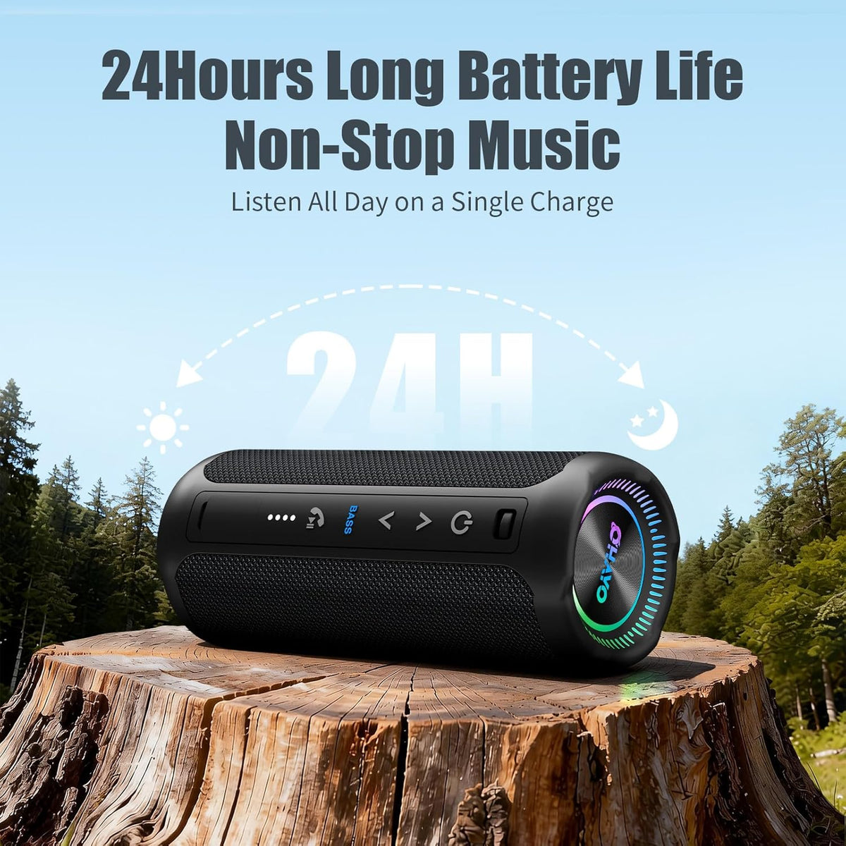 Ortizan 25W ポータブルBluetoothスピーカー｜IPX7防水・24時間再生・LEDライト（商品画像4）
