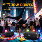 Ortizan 100W ポータブルBluetoothスピーカー｜IPX7防水・RGBライト・12時間再生（商品画像6）