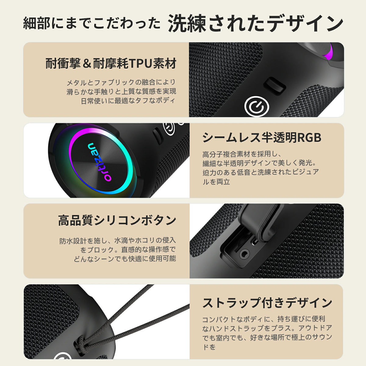 Ortizan X10 24W ポータブルBluetoothスピーカー｜IPX7防水・30時間再生