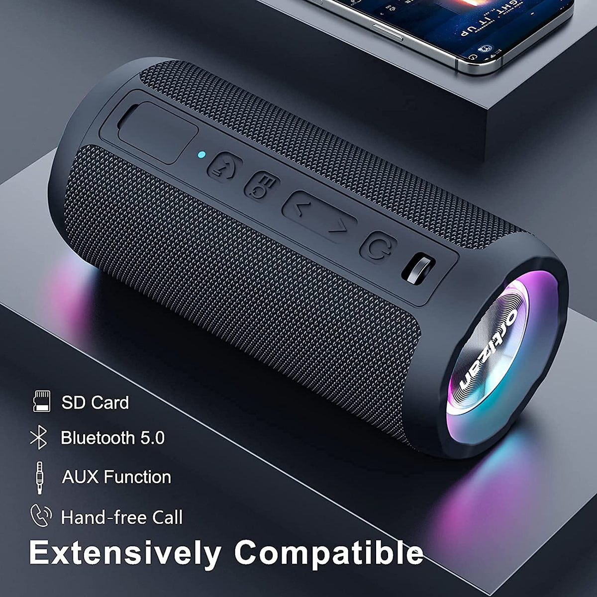 Ortizan 24W ポータブルBluetoothスピーカー｜LEDライト・IPX7防水・30時間再生（商品画像4）