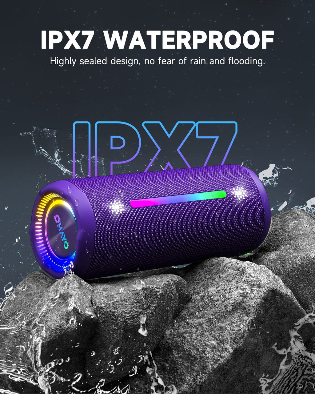 Ortizan 25W ポータブルBluetoothスピーカー｜IPX7防水・24時間再生・LEDライト（商品画像2）