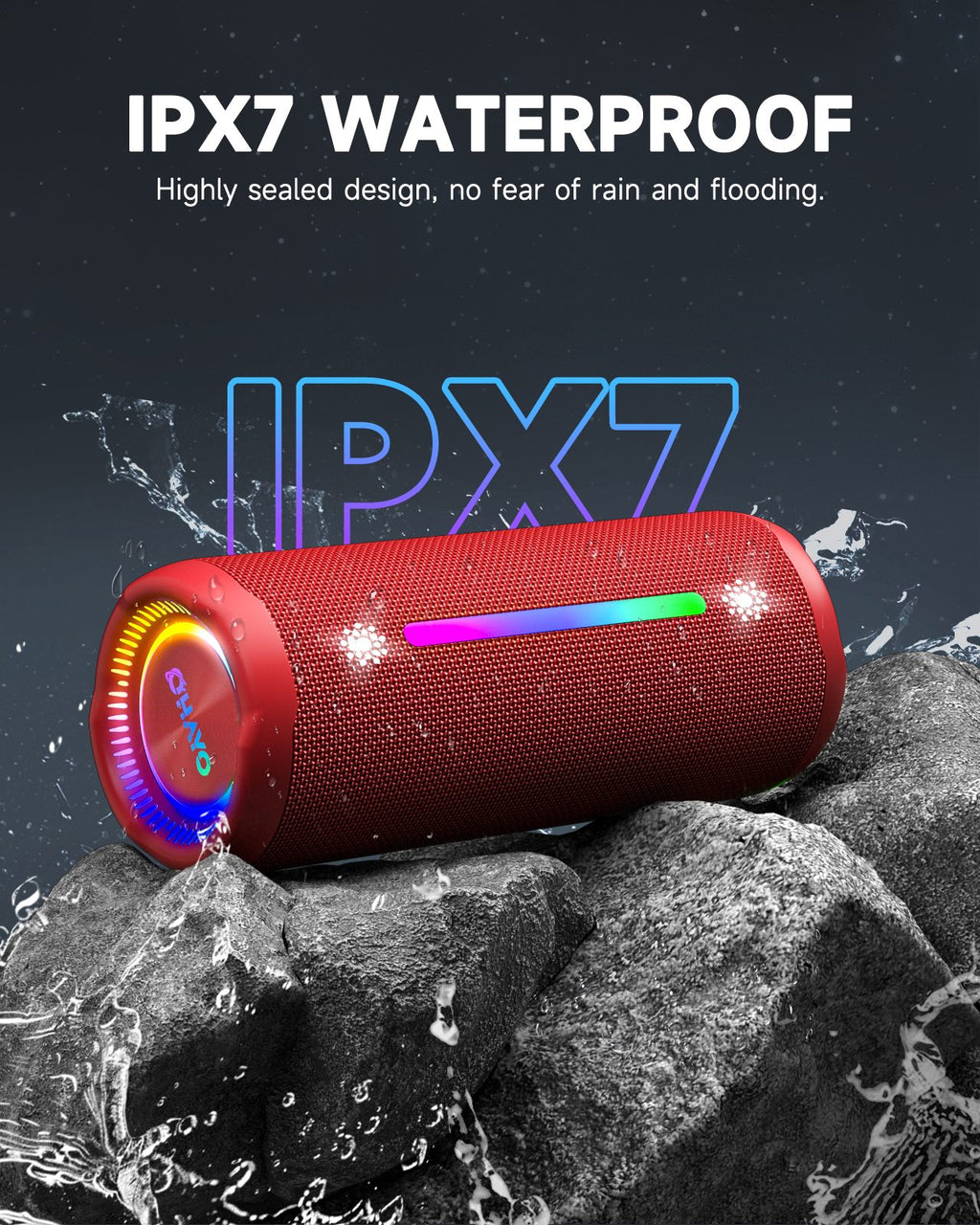 Ortizan 25W ポータブルBluetoothスピーカー｜IPX7防水・24時間再生・LEDライト（商品画像2）