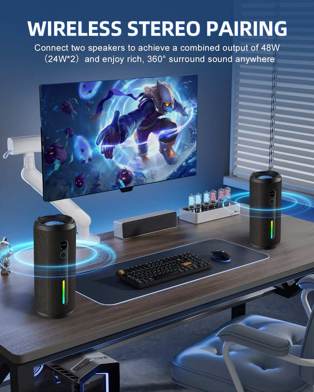 Ortizan 24W ポータブルBluetoothスピーカー｜ステレオサウンド・IPX7防水（商品画像3）